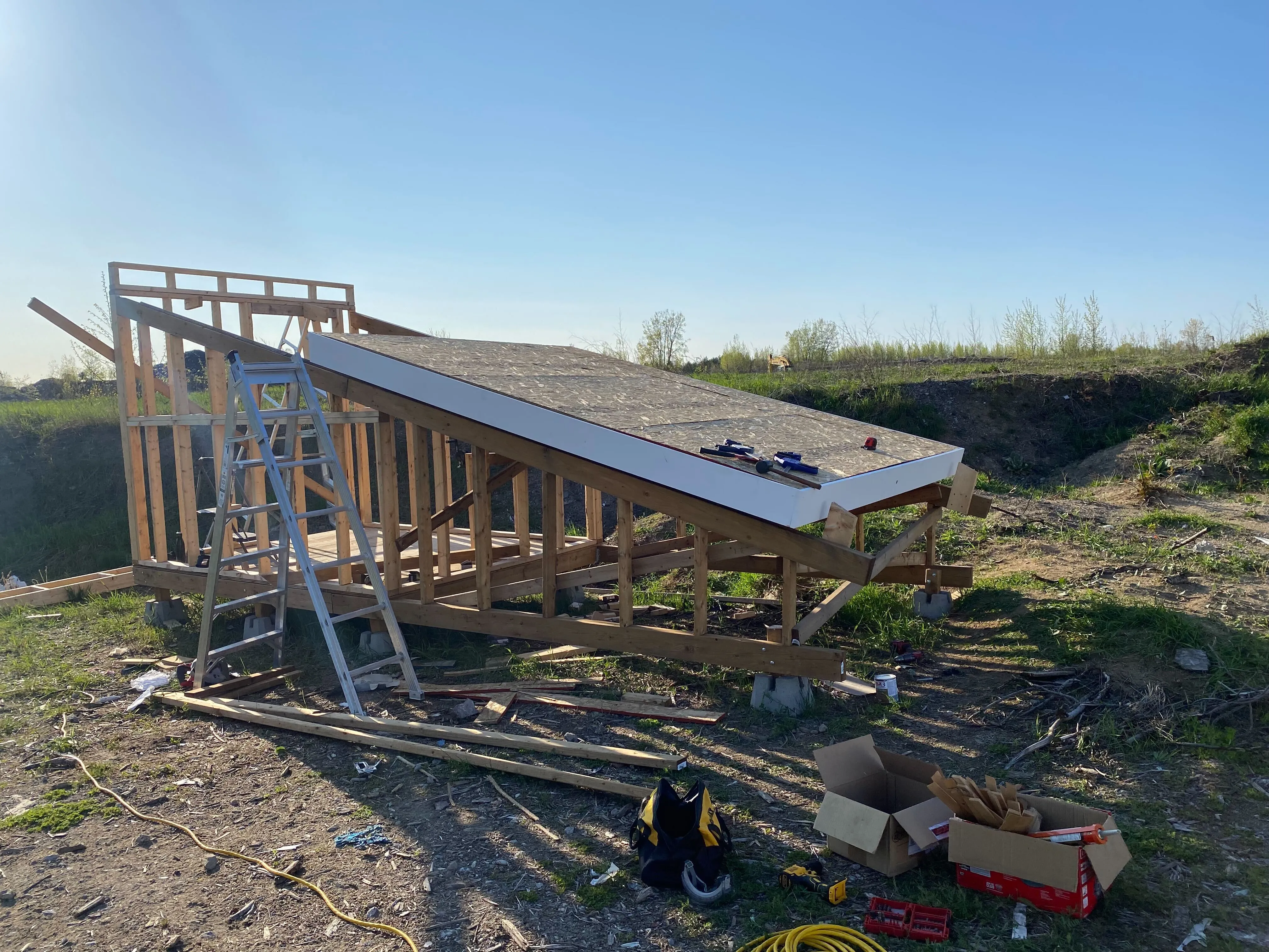 Trim boards were added next. The trim has to go on before the roof as the drip edge goes over the trim