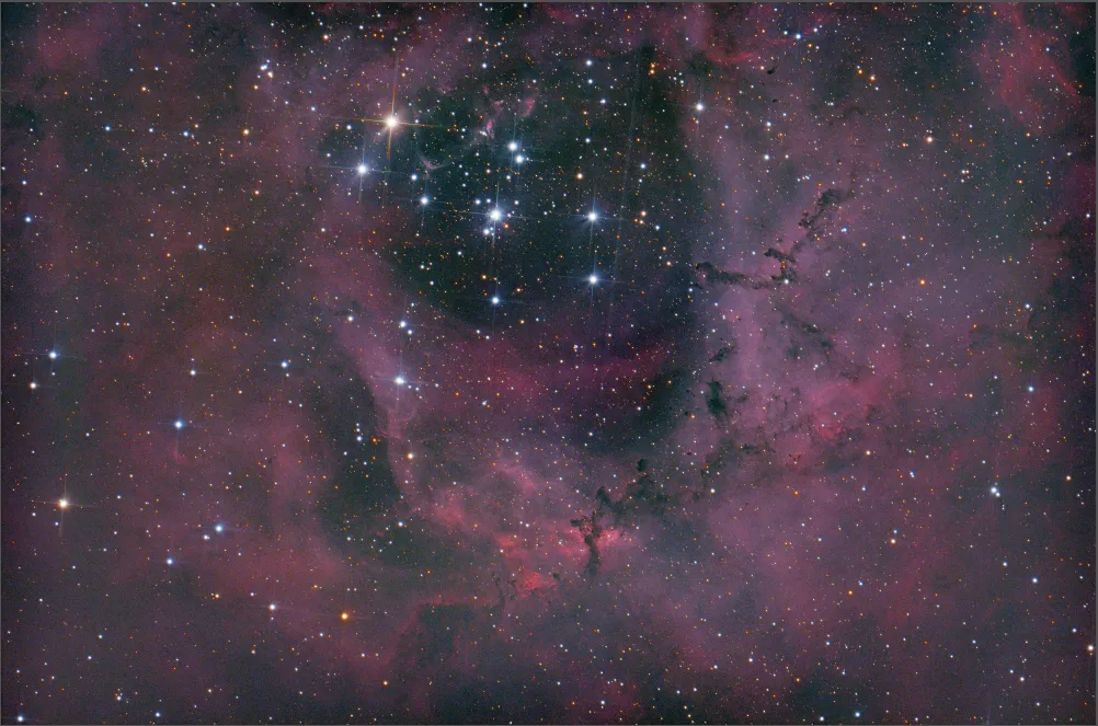 Two nights of rosette data on the lower portion of the nebula