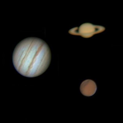 Mars, Jupiter and Saturn